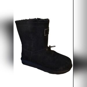 UGG Classic Short Toggler Black Suede Boots Womens Size 9 SN 1143938 NEW